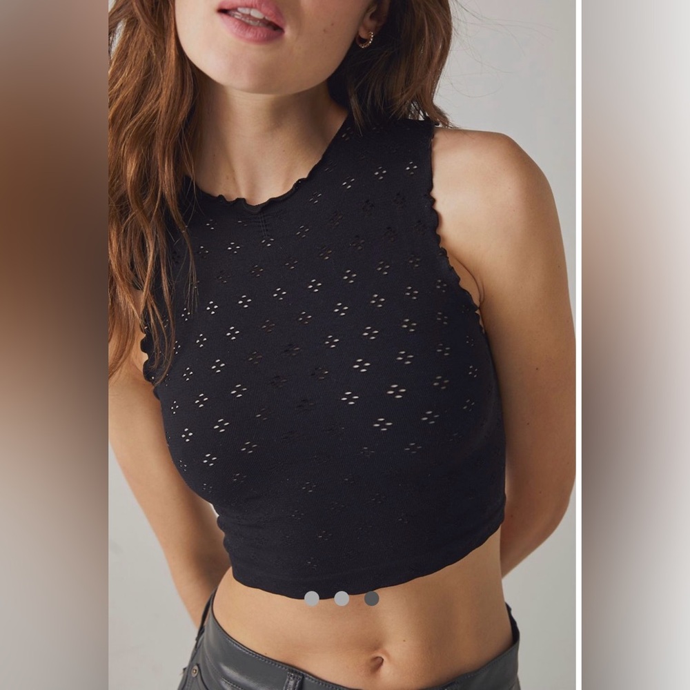 Free People Eyelet Seamless Tank - Black